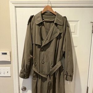 Vintage San Giovanni Men's Trench Coat Olive Green Medium Removable Wool Liner